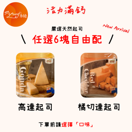 活力滿鈣！起司6塊任意配！<br> 高達起司塊 + 橘切達起司塊